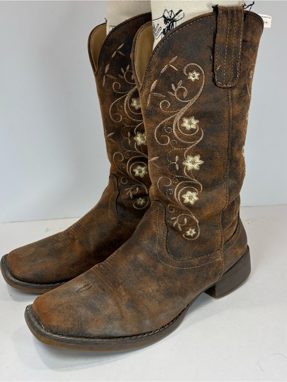 Roper Women’s Bailey Western Boot - Square Toe Brown 8.5 Floral Embroidery Boho